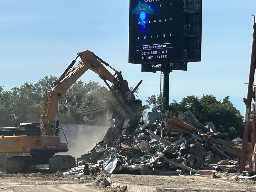 Construction site at the Frank Erwin Center in Austin on April 12, 2024. The arena is being demolished and the location will house UT Dell Medical Center expansion. (KXAN Photo/Frank Martinez)