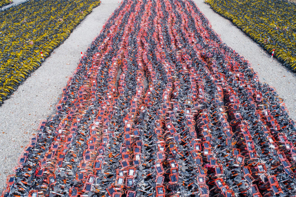 Amazing drone photos of abandoned bikes in China