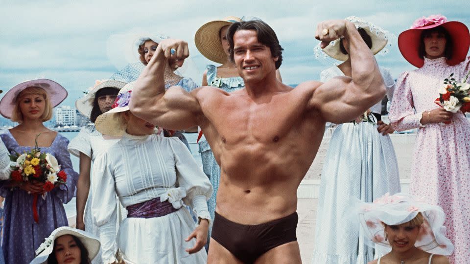 Arnold Schwarzenegger during the 38th Cannes Film Festival in 1977. - AFP/Getty Images