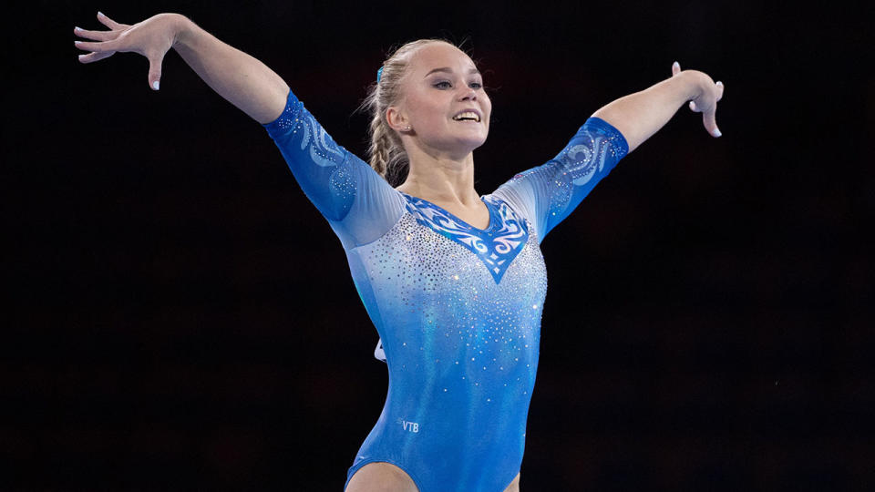 Angelina Melnikova, pictured here in action at the world gymnastics championships.