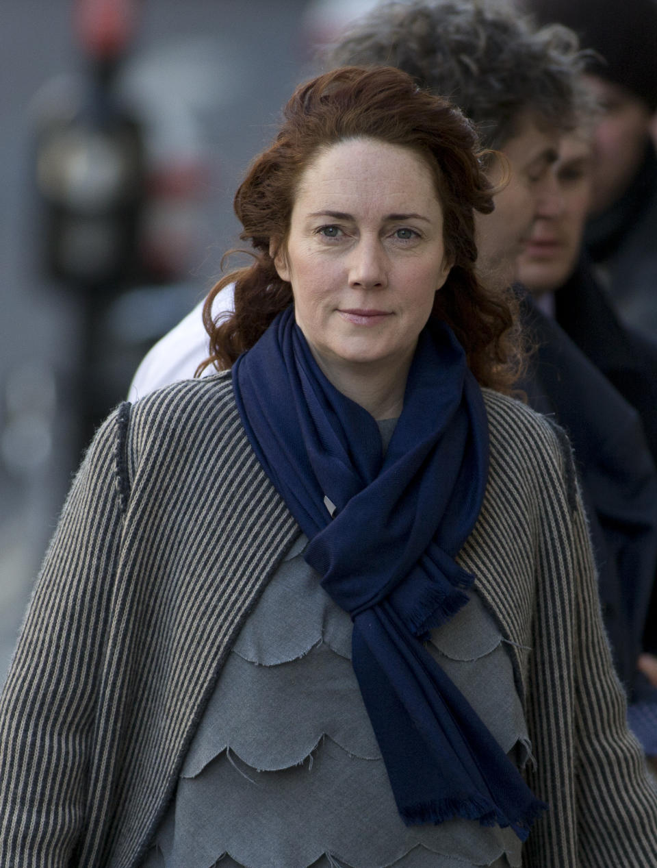 Rebekah Brooks former News International chief executive and her husband Charlie Brooks, arrive at the Central Criminal Court in London where they appear to face charges related to phone hacking, Friday, Feb. 21, 2014. (AP Photo/Alastair Grant)