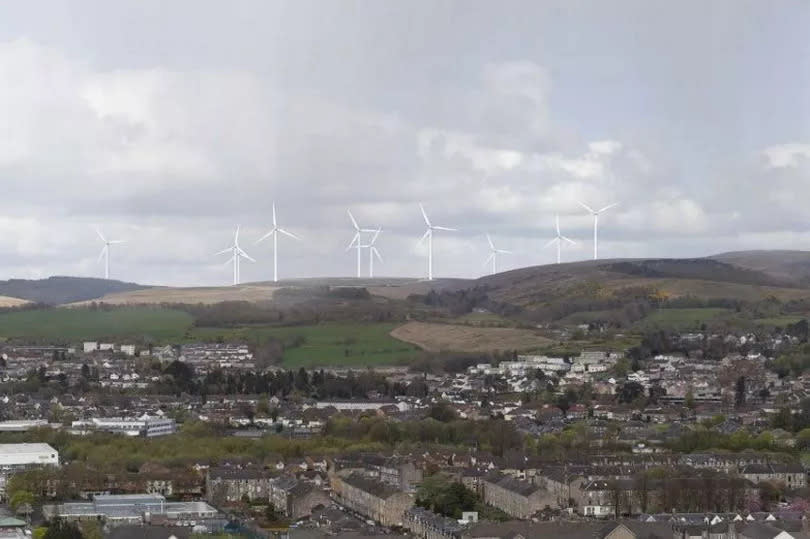 An artists' impression of the windfarm from Dumbarton Rock.