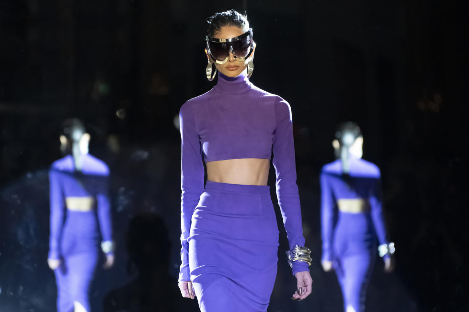 The LaQuan Smith Fall/Winter 2023 collection is modeled during Fashion Week at the Rainbow Room on Monday, Feb. 13, 2023, in New York. (Photo by Charles Sykes/Invision/AP)