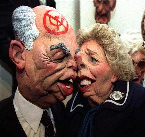 Spitting Image tv puppets of Mikhail Gorbachev, former Russian President, and Margaret Thatcher, former British Prime Minister, photo