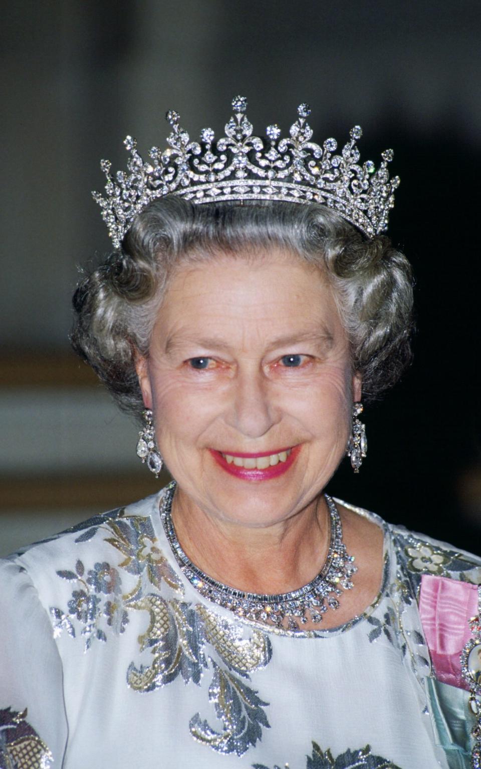 Queen Elizabeth wearing the Girls of Great Britain and Ireland tiara in 1992