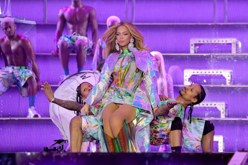 STOCKHOLM, SWEDEN - MAY 10:  (Editorial Use Only) (Exclusive Coverage) Beyoncé performs onstage during the opening night of the “RENAISSANCE WORLD TOUR” at Friends Arena on May 10, 2023 in Stockholm, Sweden. (Photo by Kevin Mazur/Getty Images for Parkwood)