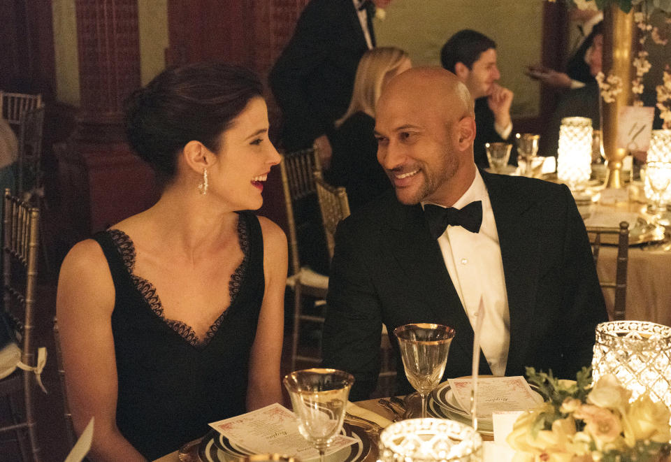 This image released by Netflix shows Cobie Smulders, left, and Keegan-Michael Key in "Friends From College." Key is transitioning out of over-the-top comedies to focus more on dramatic films. (Barbara Nitke/Netflix via AP)