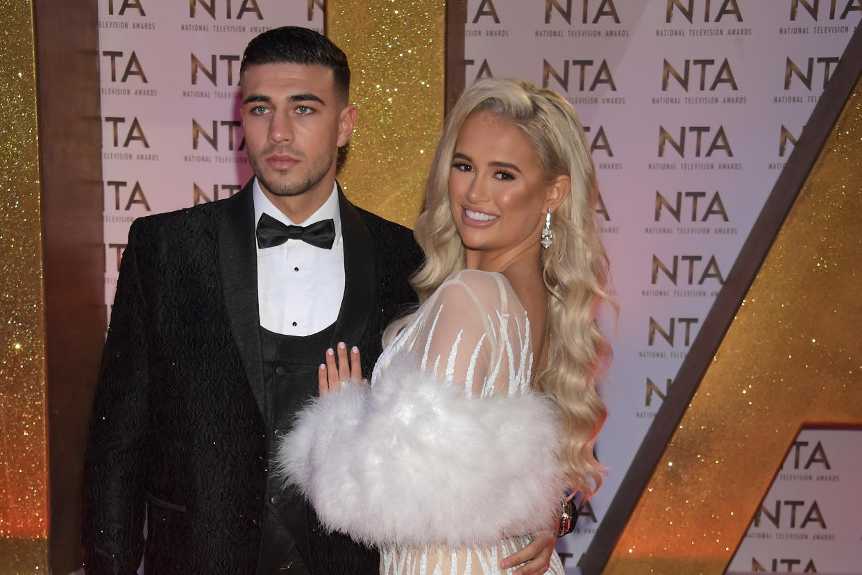 LONDON, ENGLAND - JANUARY 28:  Tommy Fury and Molly-Mae Hague attend the National Television Awards 2020 at The O2 Arena on January 28, 2020 in London, England. (Photo by David M. Benett/Dave Benett/Getty Images)