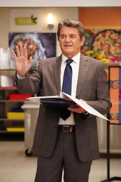 SAVED BY THE BELL -- "1-900-Crushed" Episode 203 -- Pictured: John Michael Higgins as Principal Ronald Toddman. -- (Photo by: Evans Vestal Ward/Peacock)