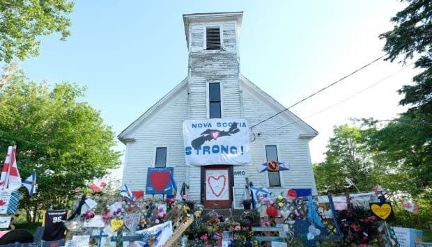 A memorial sprung up at a church near where some of the killings took place.