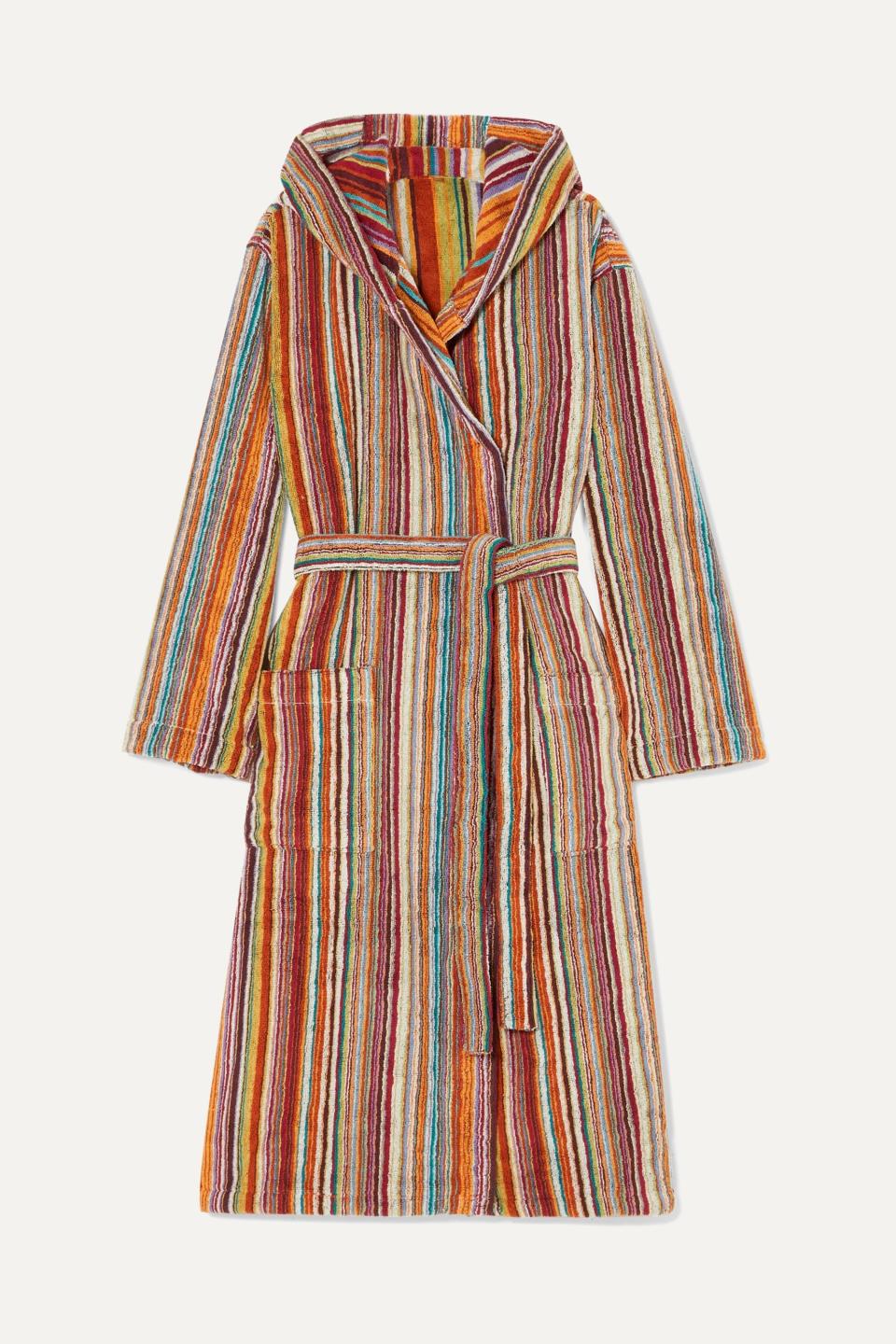 18) Jazz Hooded Striped Cotton-Terry Robe