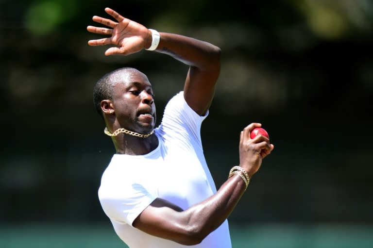 Zimbabwe lost opener Solomon Mire in the fourth over of the day at Queens Sports Club when he edged behind off Kemar Roach (pictured)