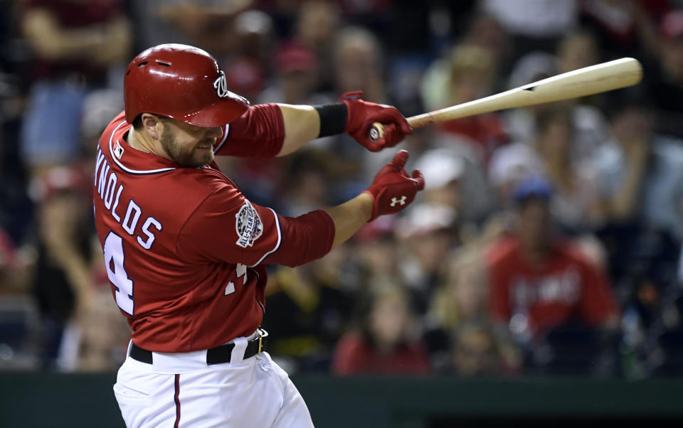 Mark Reynolds went on a 10-RBI tear on Saturday to tie a team record and power the once-slumping Nationals to their third straight win. (AP)