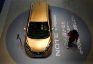 The hybrid version of Nissan Note, which uses the carmaker's e-Power system, is seen in the showroom at the carmaker's headquarters in Yokohama, Japan, January 13, 2017. Picture taken January 13, 2017. REUTERS/Toru Hanai