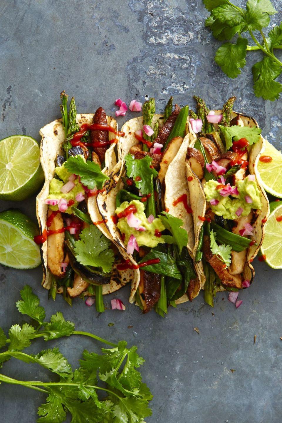 Grilled Asparagus and Shiitake Tacos