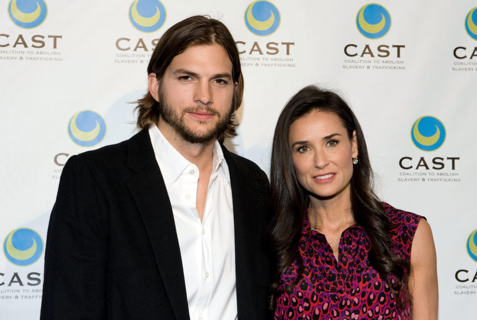 LOS ANGELES, CA - MAY 12:  Actor Ashton Kutcher (L) and actress Demi Moore arrive at the Coalition to Abolish Slavery & Trafficking's 13th Annual Gala at the Skirball Cultural Center on May 12, 2011 in Los Angeles, California.  (Photo by Amanda Edwards/WireImage)