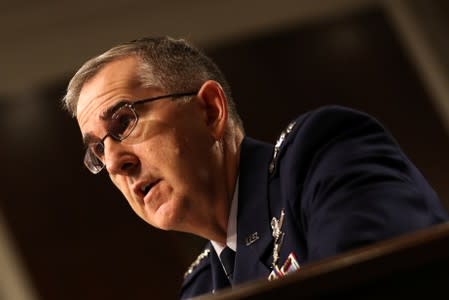 FILE PHOTO: Air Force Gen. John E. Hyten speaks at a Senate Armed Services hearing on the proposal to establish a U.S. Space Force, in Washington