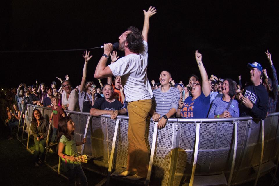 Ryan Miller of Guster, shown performing at the Grand Point North festival in Burlington in 2016.