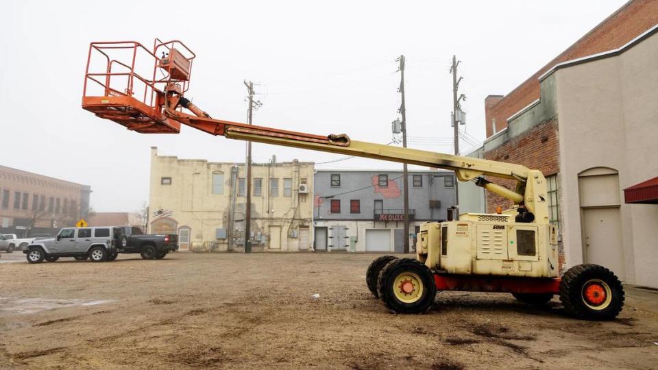 Construction equipment sits in an empty lot across the street from Indian Creek Plaza at Kimball Avenue and Arthur Street in Caldwell. The area has seen an influx of interest from investors and developers.