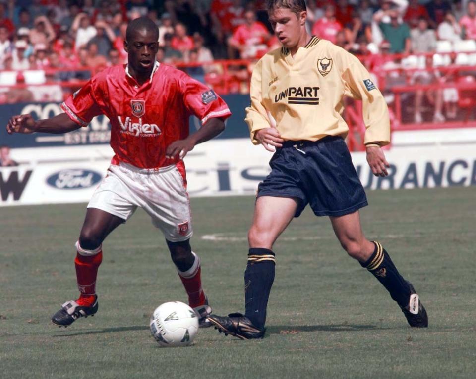 Joey Beauchamp (left) in action against Charlton Athletic’s Keith Jones (Sean Dempsey/PA) (PA Archive)