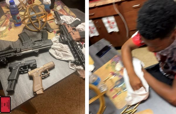 Investigators say they found pictures from Sept. 10, 2022, of the three men's guns on Calvin Hill's kitchen table, with Hill wiping off rounds of ammunition. (Courtesy U.S. Attorney's Office for the Western District of Michigan)