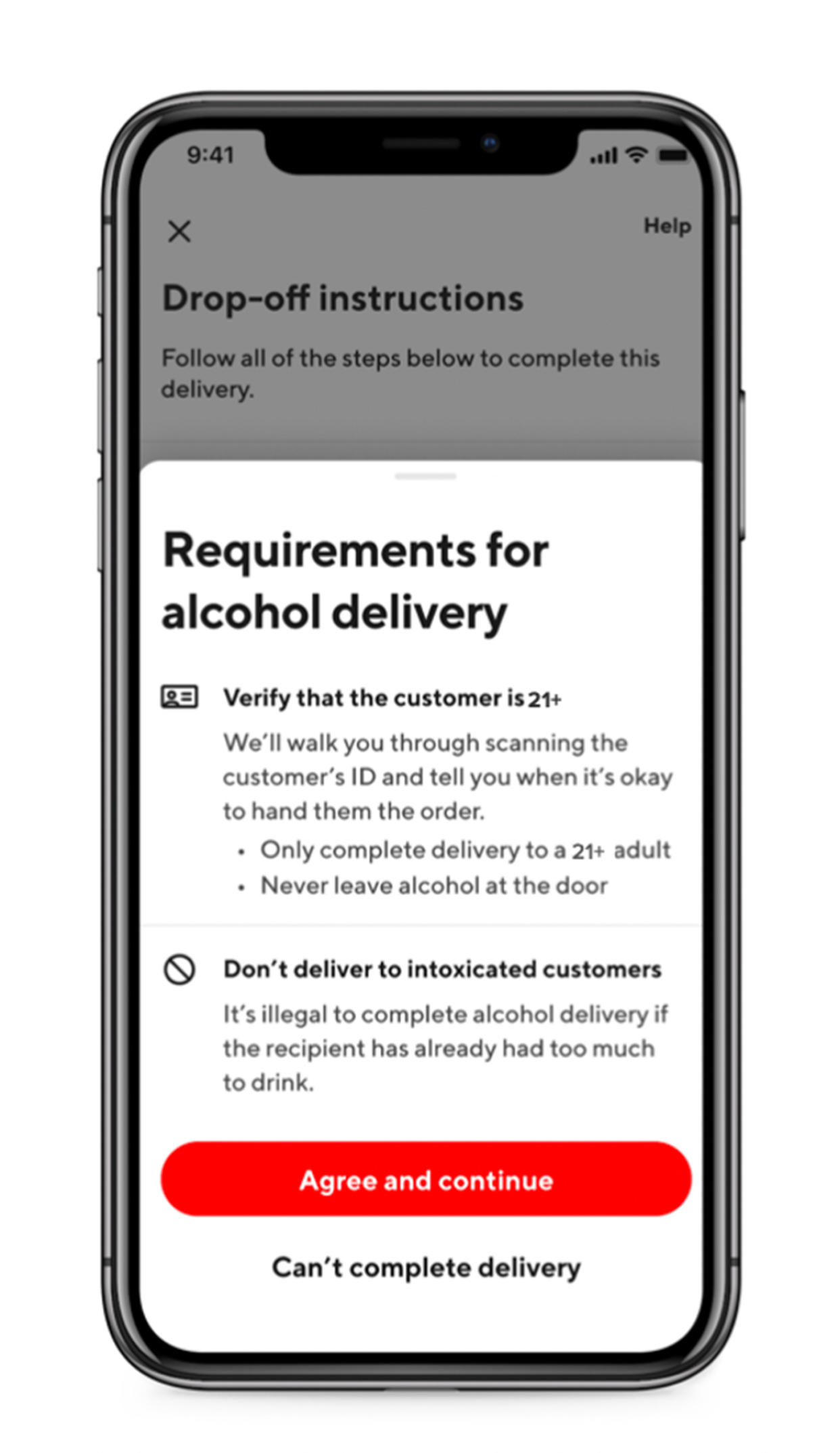 DoorDash's requirements for alcohol delivery. (DoorDash)