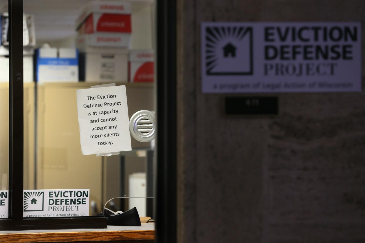 The office of the Eviction Defense Project at the Milwaukee County Courthouse in 2020.