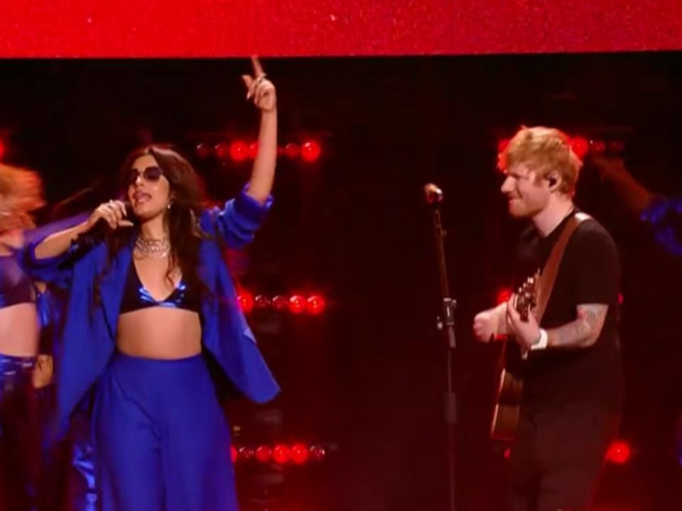 Camila Cabello and Ed Sheeran perform during Concert for Ukraine (ITV)