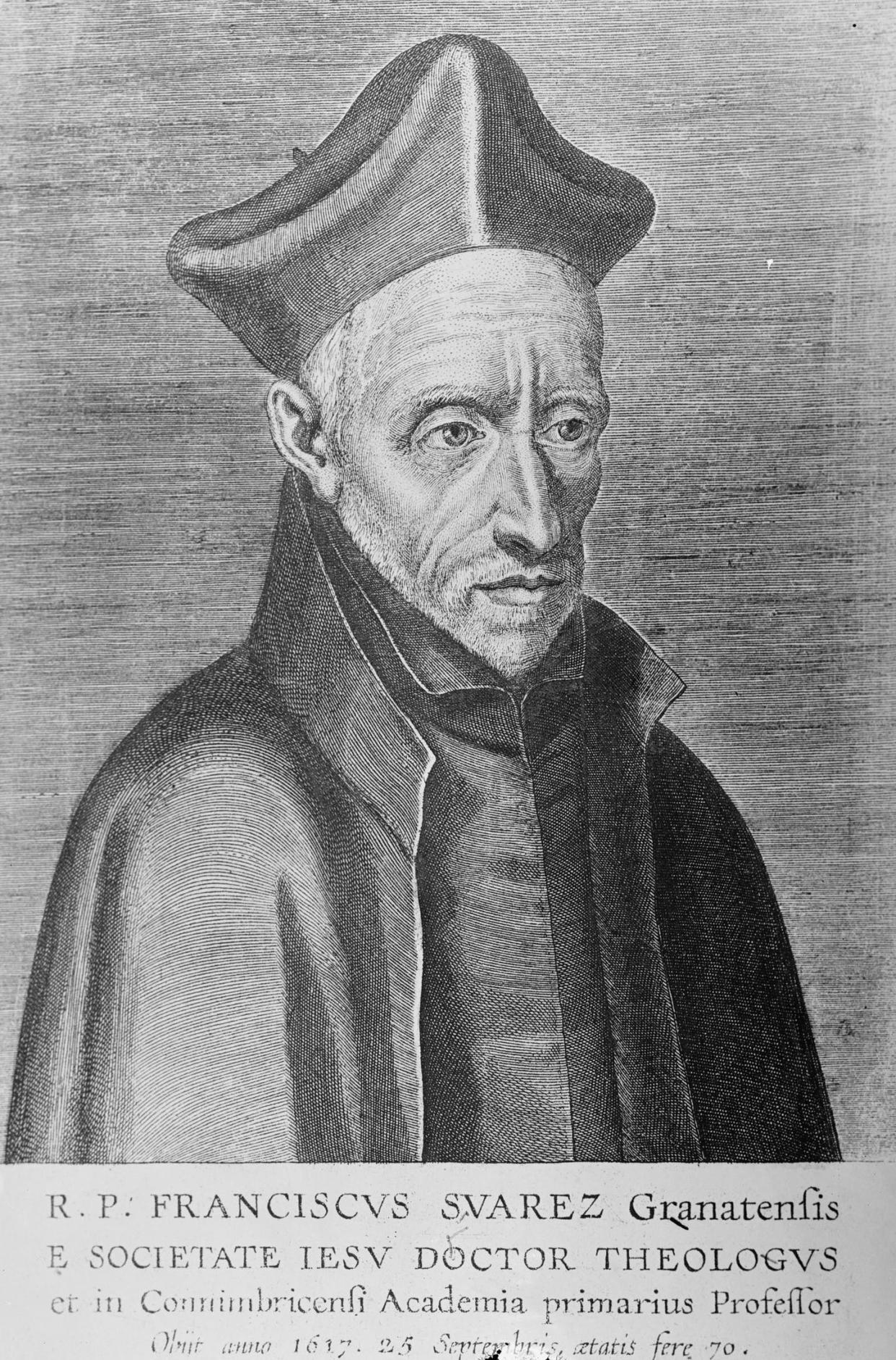 <span class="caption">Retrato de Francisco Suárez.</span> <span class="attribution"><a class="link " href="https://commons.wikimedia.org/wiki/File:Suarez_LOC_hec.13754_(cropped).jpg" rel="nofollow noopener" target="_blank" data-ylk="slk:Library of Congress / Wikimedia Commons;elm:context_link;itc:0;sec:content-canvas">Library of Congress / Wikimedia Commons</a></span>