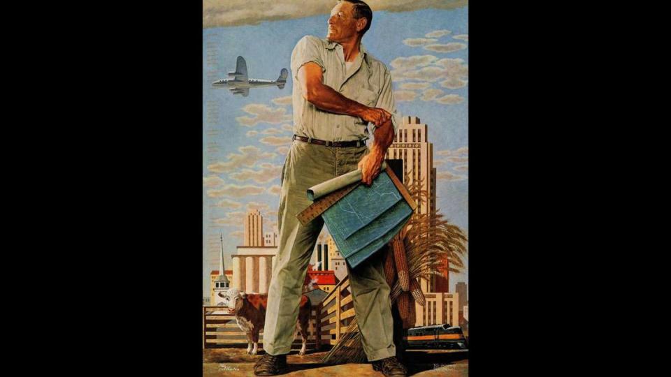 Norman Rockwell’s “The Kansas City Spirit” captured the determination the area showed in rebuilding after the 1951 flood.