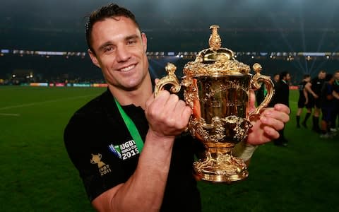 Dan Carter of New Zealand poses with the Webb Ellis Cup after victory in the 2015 Rugby World Cup Final match between New Zealand and Australia at Twickenham Stadium on October 31, 2015 in London, United Kingdom - Credit: Getty Images