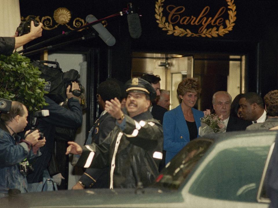 Princess Diana leaving the Carlyle Hotel