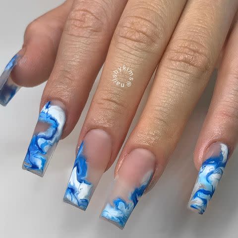 19) This Ocean Design for Acrylic Nails