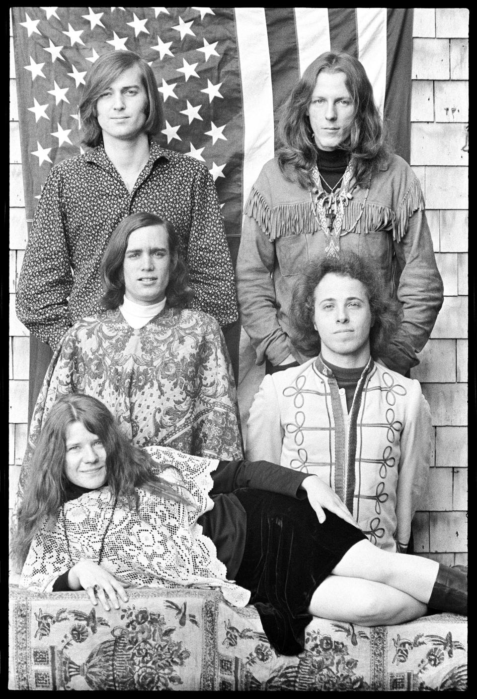 Janis Joplin (bottom) with her band, Big Brother and the Holding Company. Eventually the group disbanded, with Joplin going off on her own until her tragic overdose death a few years later. Joplin started as a folk singer but became an overnight sensation on the streets of San Francisco in the late '60s.