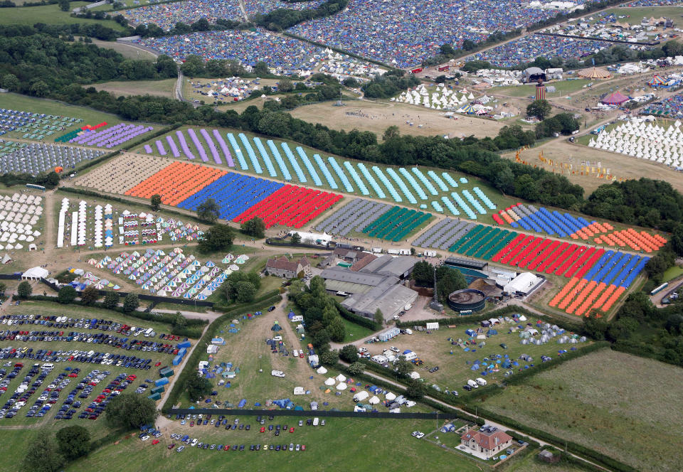 Campers at Glastonbury Festival, Pilton, Somerset (SWNS)