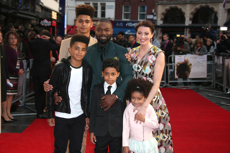 Actors David Oyelowo, Jessica Oyelowo and family pose for photographers upon arrival at the premiere of the film 'Queen of Katwe', during the London Film Festival in London, Sunday, Oct. 9, 2016. (Photo by Joel Ryan/Invision/AP)