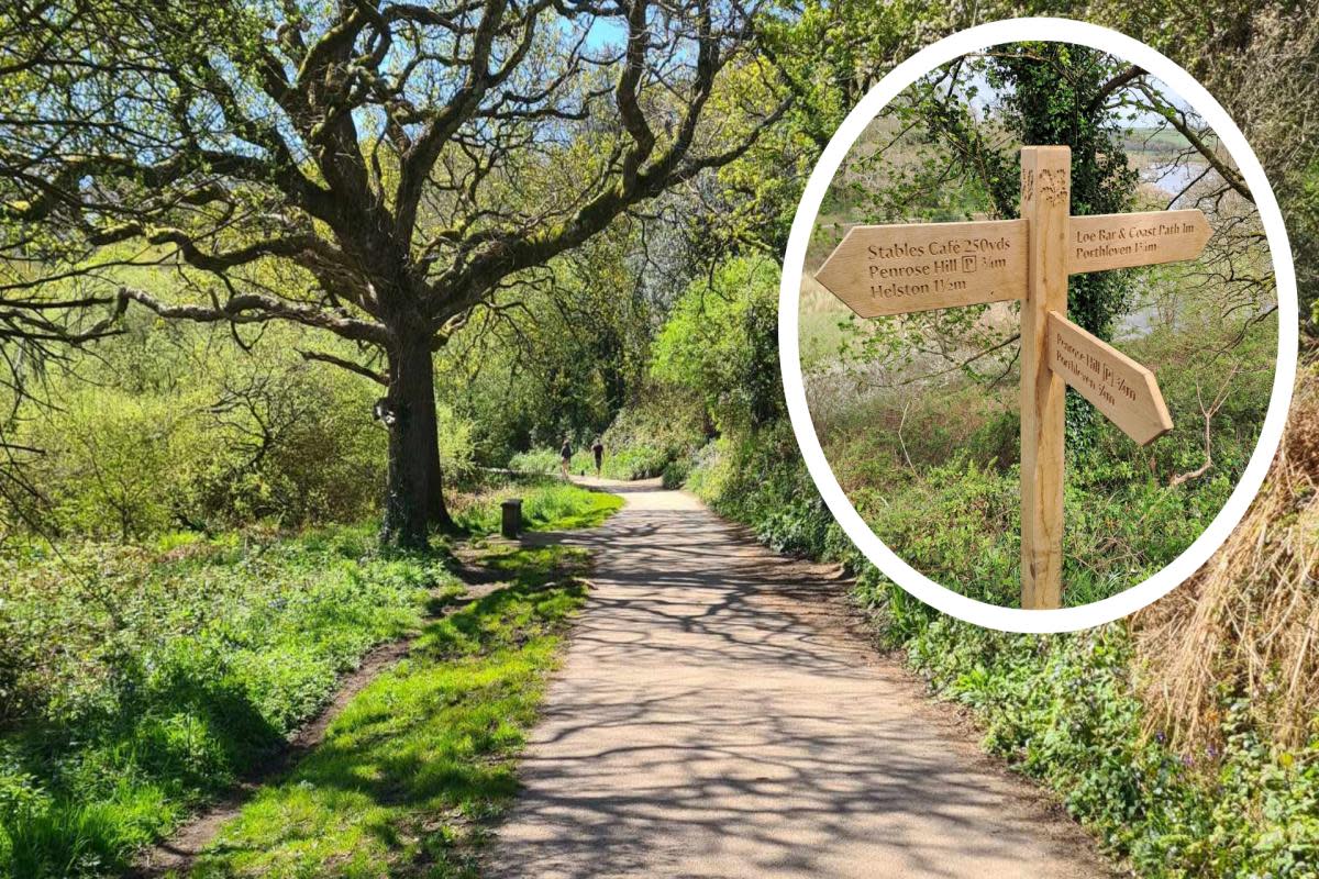 New signage to benefit visitors have been erected throughout Penrose <i>(Image: Simon Powell (main image of Penrose) Penrose National Trust (picture inset))</i>