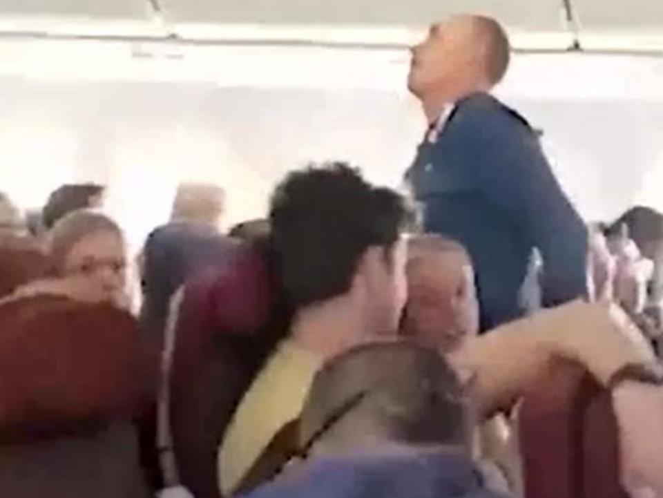 A passenger on a Latam Airlines flight to Auckland International Airport was thrown into the ceiling after the plane allegedly nose-dived for a couple of seconds. Picture: Supplied