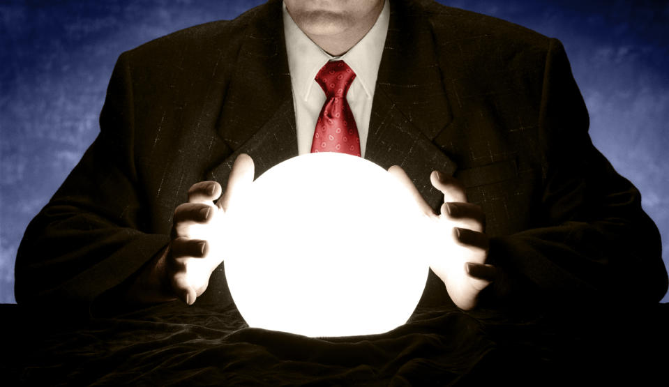 A businessman is consulting a crystal ball to foretell the future. <a href="https://www.flickr.com/photos/infowire/21523294814/" rel="nofollow noopener" target="_blank" data-ylk="slk:Source: InfoWire.dk/Flickr;elm:context_link;itc:0;sec:content-canvas" class="link ">Source: InfoWire.dk/Flickr</a>