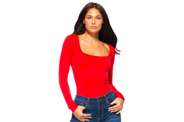 Sofia Vergara Is Festive in a Red Lace Bodysuit, Walmart Jeans