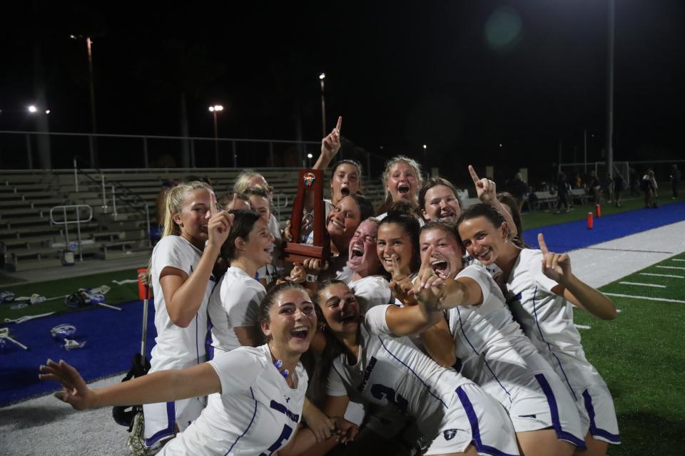 Action from the Community School of Naples girls lacrosse team win over Naples High School in a district title game at CSN on Thursday, April 18, 2024.