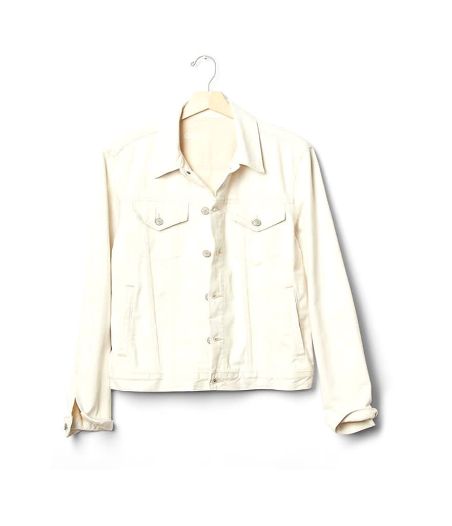 <p>GAP 1969 Heritage Denim Jacket in Natural Wash, $80, <a rel="nofollow noopener" href="http://www.gap.com/browse/product.do?vid=1&pid=225057002" target="_blank" data-ylk="slk:gap.com;elm:context_link;itc:0;sec:content-canvas" class="link ">gap.com</a></p>