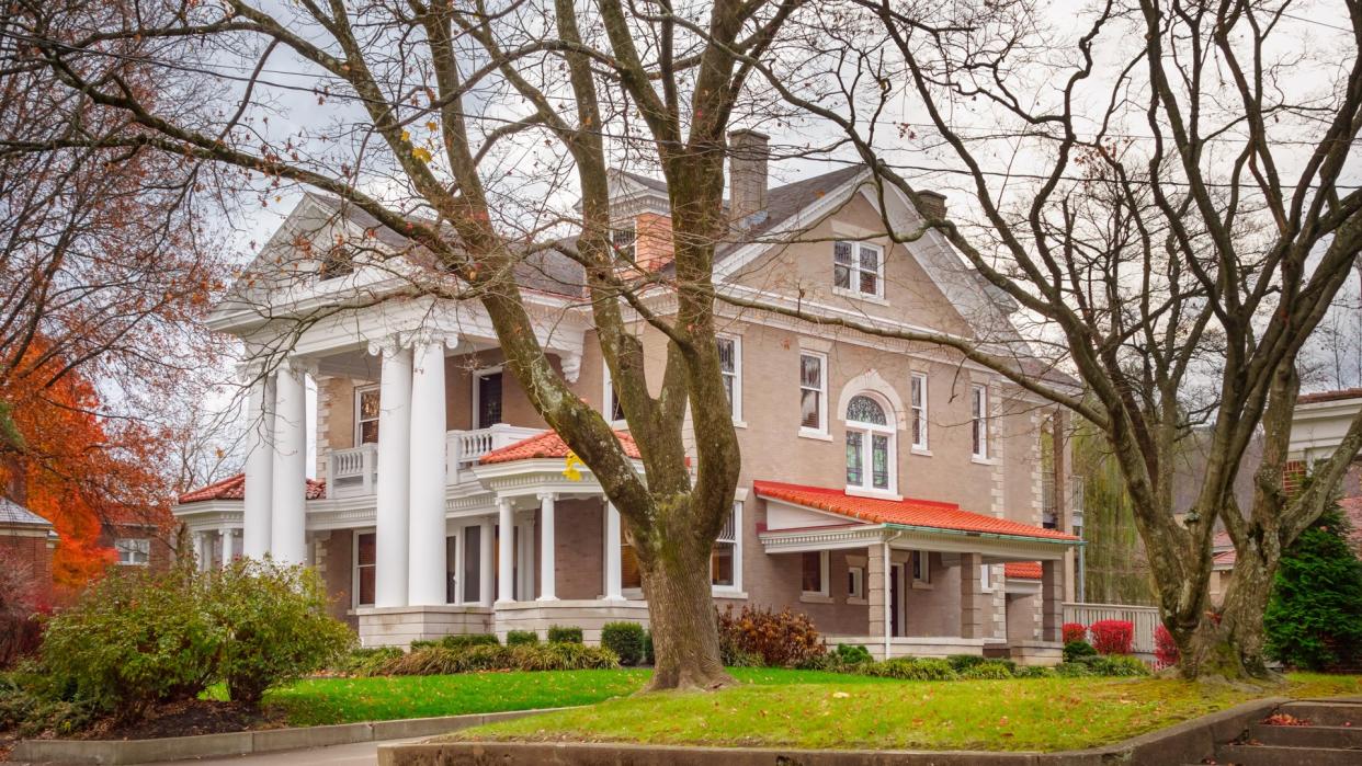 Charleston, USA - November 21, 2013: Large mansion in an upscale residential area close to downtown Charleston, West Virginia.