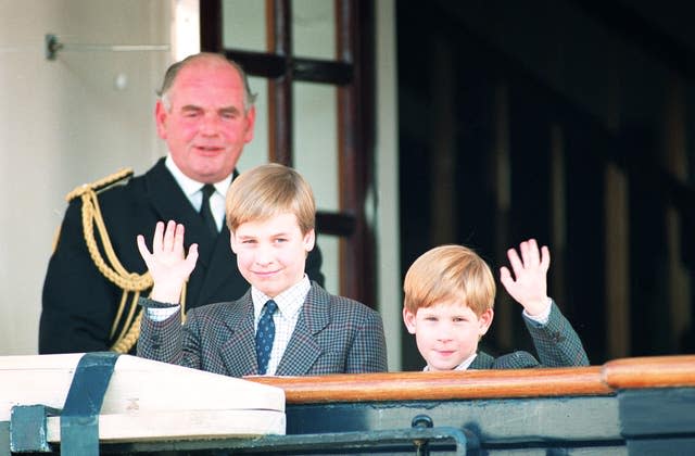 Princes on board Royal yacht