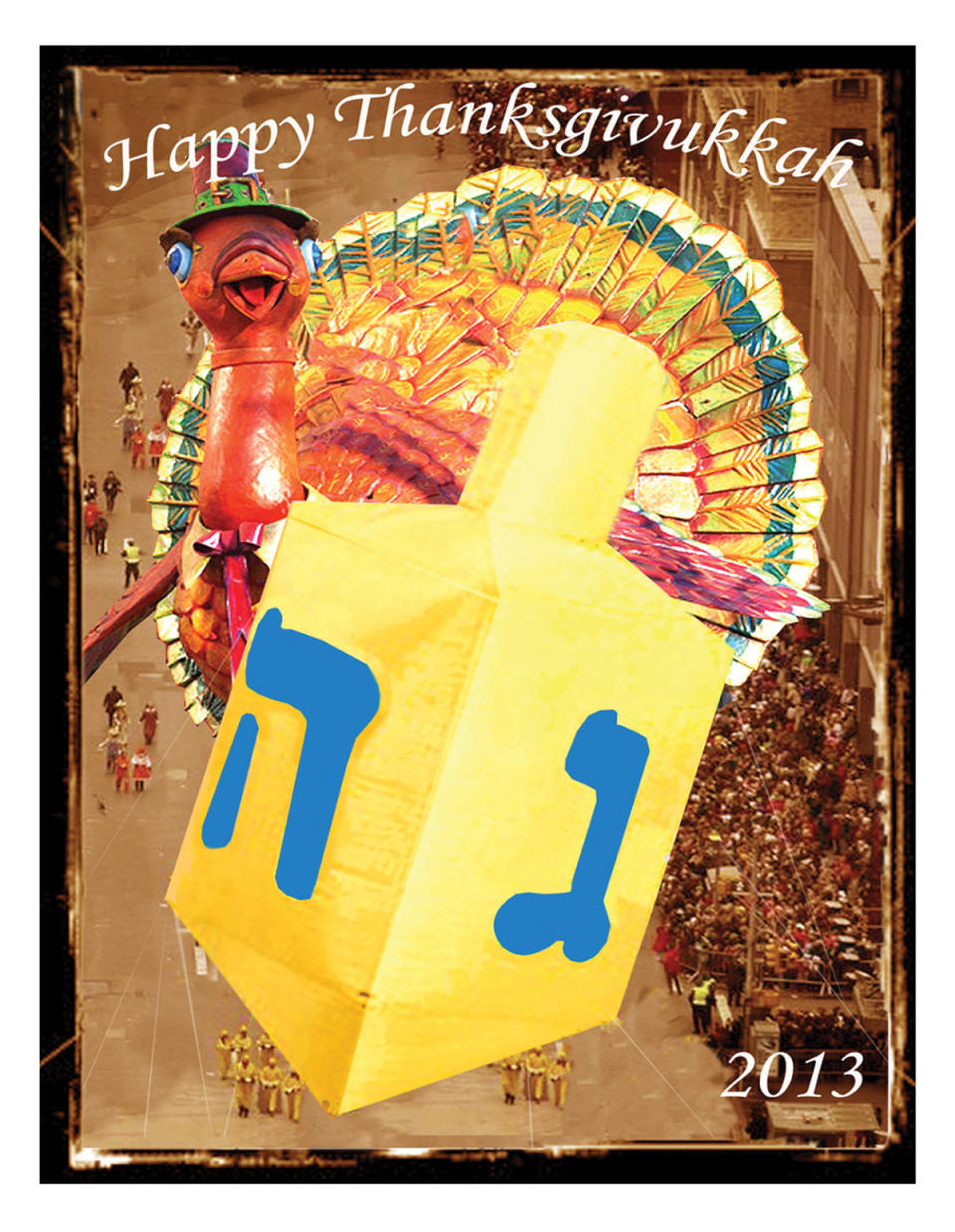 This image released by ModernTribe.com shows a Thanksgivukkah card celebrating Thanksgiving and Hanukkah. (AP Photo/ModernTribe.com)