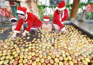 <p>It's a common tradition to give apples during this time of year because the Chinese word for Christmas Eve (Ping An Ye) is similar to their word for apple (Ping Guo.)</p>