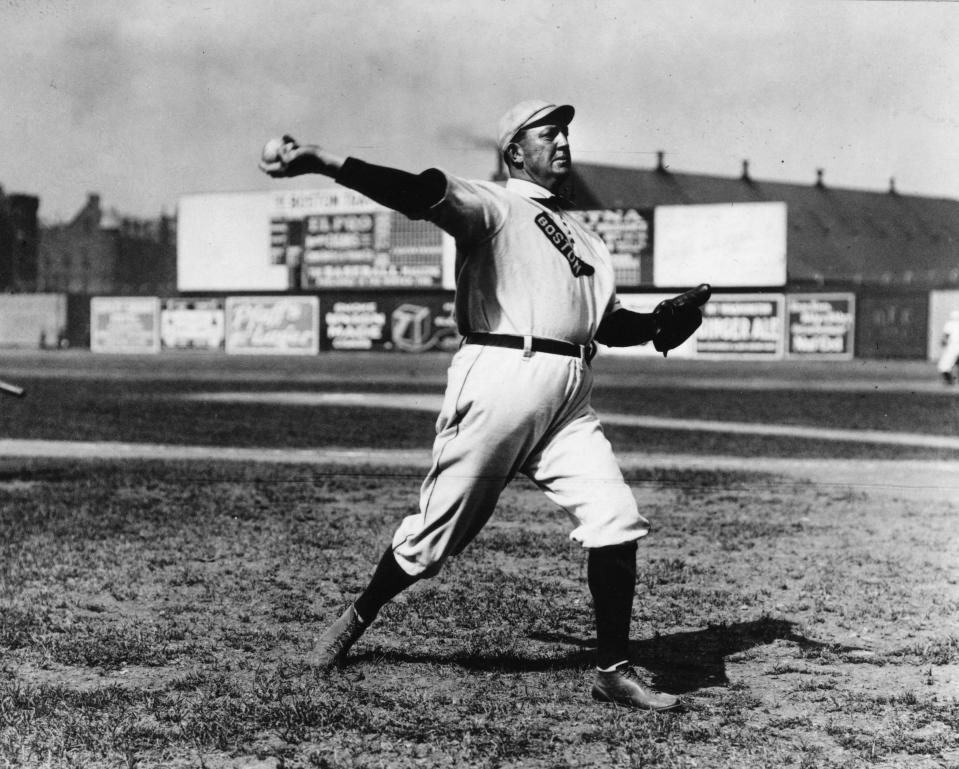 Cy Young warms up before a game in 1908. (Mark Rucker/Transcendental Graphics via Getty Images)