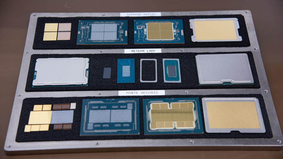 Intel dies before and after packaging and assembly