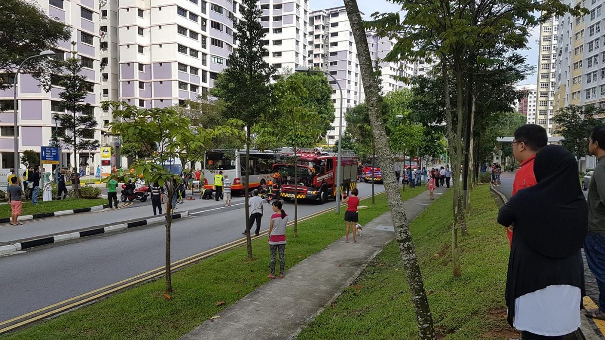 The accident along Choa Chu Kang Avenue 5. (PHOTO: Callie Callie / Facebook)