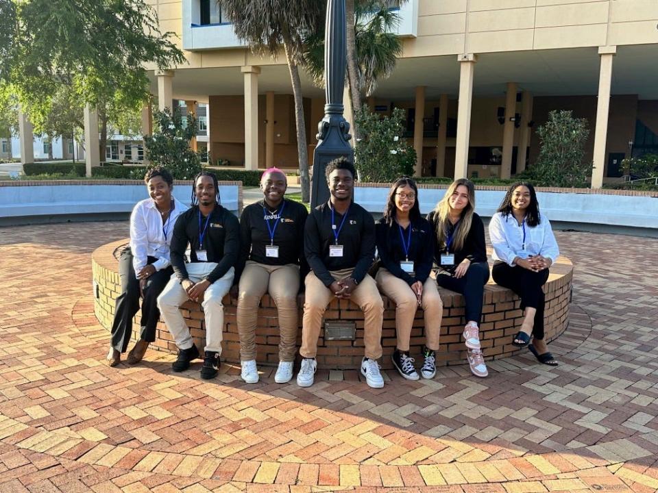 TCC graduating student Makaira Skeete (third from right) sits with members of TCC's Student Government Association.